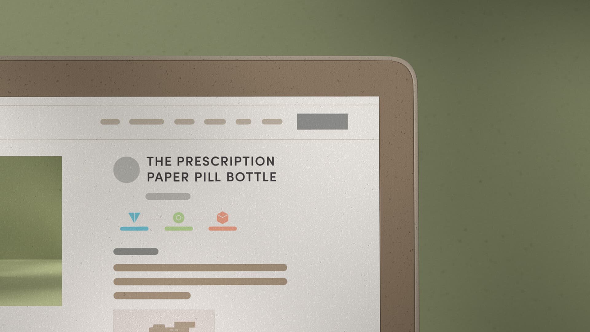 Digital mockup of "The Prescription Paper Pill Bottle" product page