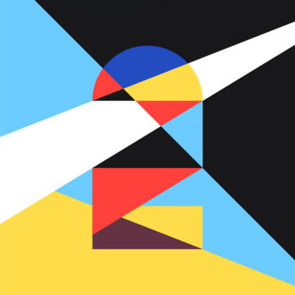 Abstract geometric design with bold colors and intersecting shapes