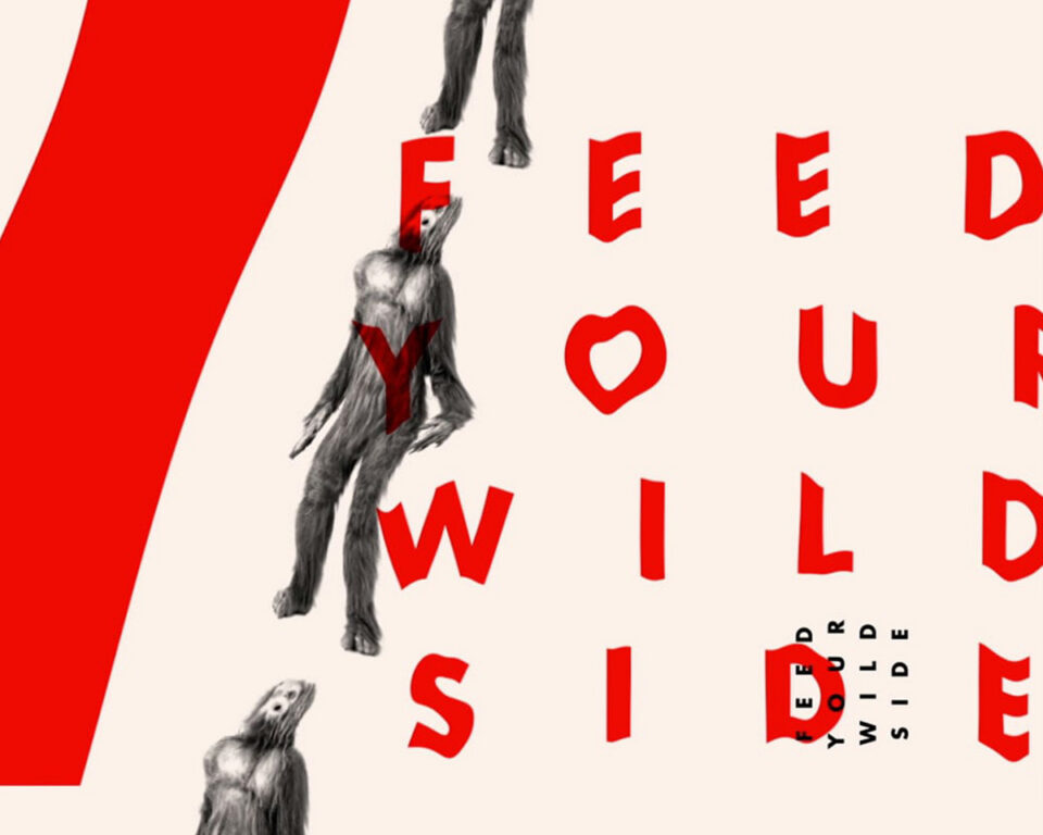 Feed Your Wild Side — graphic with red text and illustrated figures